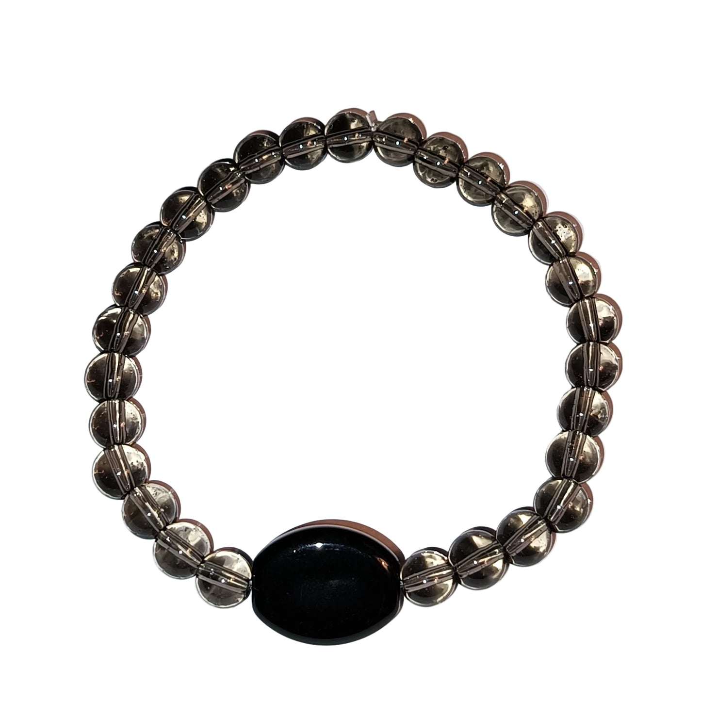 Smokey Quarts with Onxy Bead Bracelet