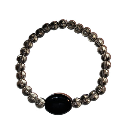 Smokey Quarts with Onxy Bead Bracelet