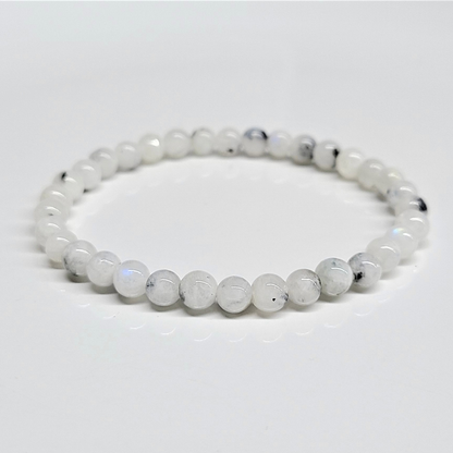 Rainbow Moonstone Round Bead Bracelet - Goddess Energy