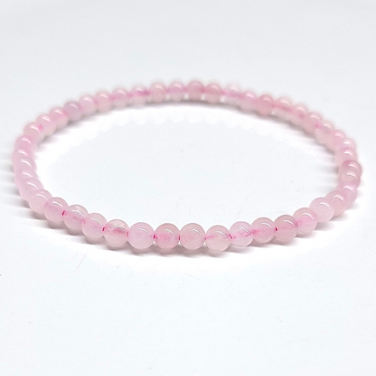 Rose Quartz Round Bead Bracelet 4mm - Nurturing Love