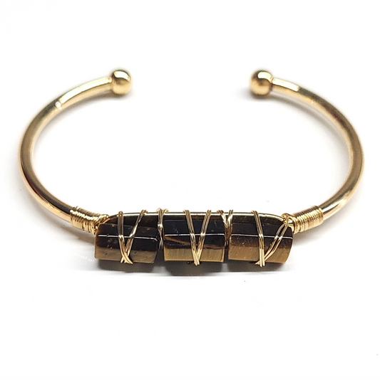 Tiger Eye Bangle Cuff Bracelet (golden)