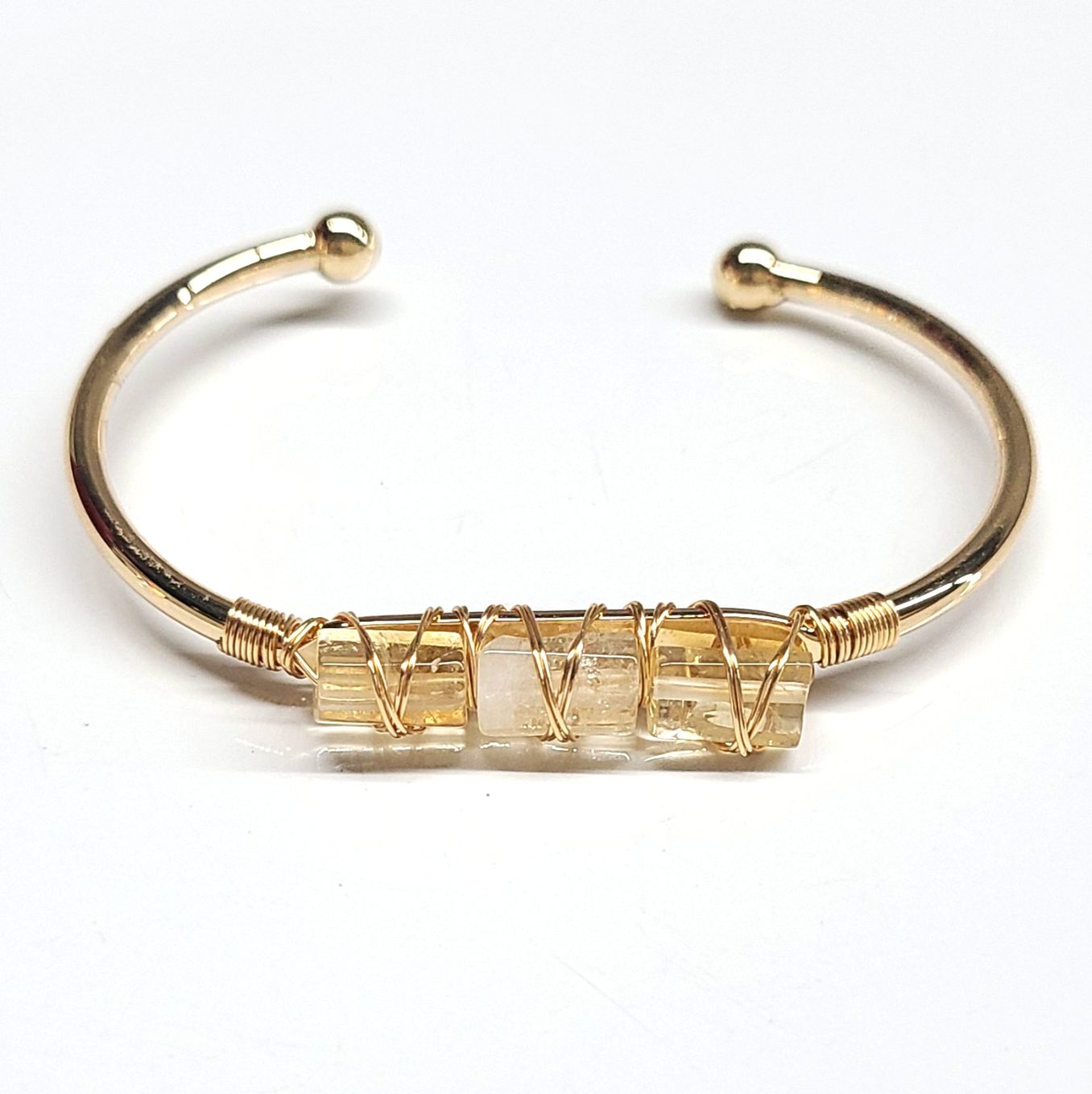Citrine Bangle Cuff Bracelet (golden)