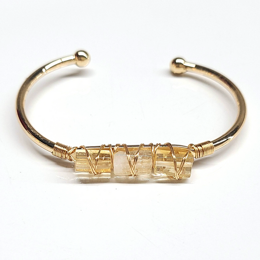 Citrine Bangle Cuff Bracelet (golden)