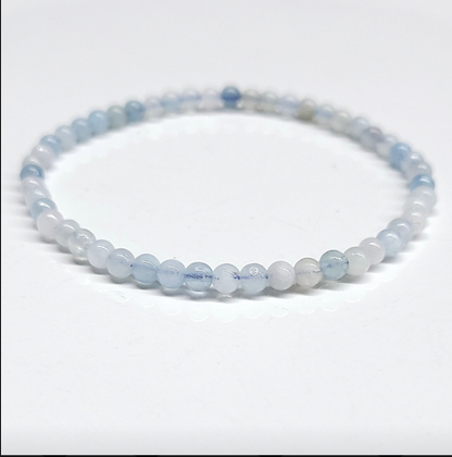 Aquamarine Round Bead Bracelet - Emotional Healing