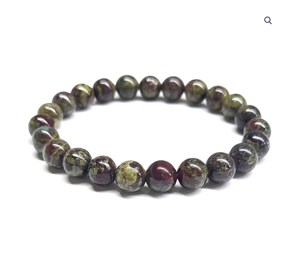 Dragon Blood Jasper Round Bead Bracelet - Resilient Action