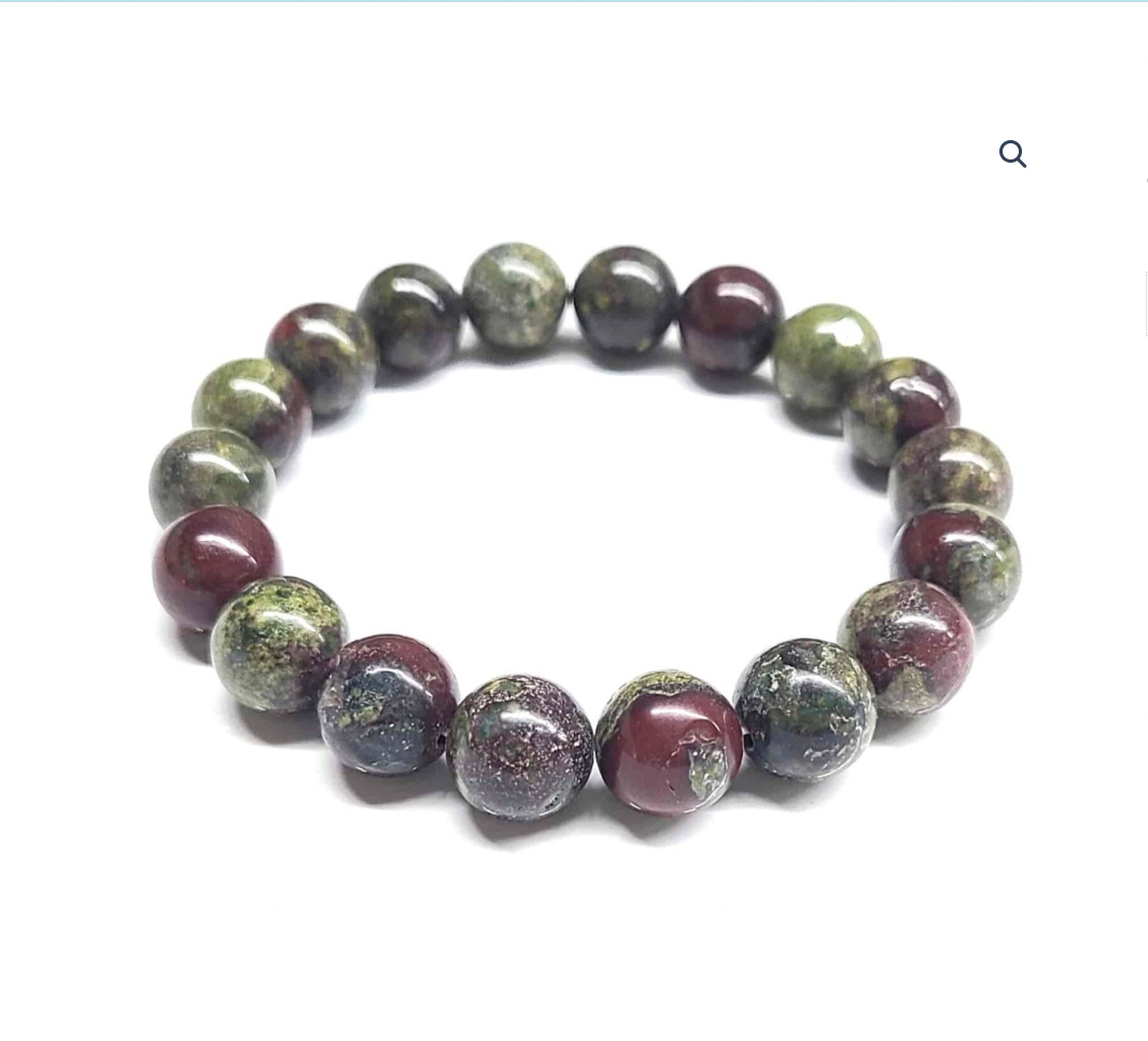 Dragon Blood Jasper Round Bead Bracelet - Resilient Action