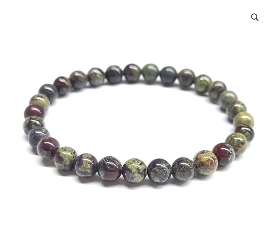 Dragon Blood Jasper Round Bead Bracelet - Resilient Action