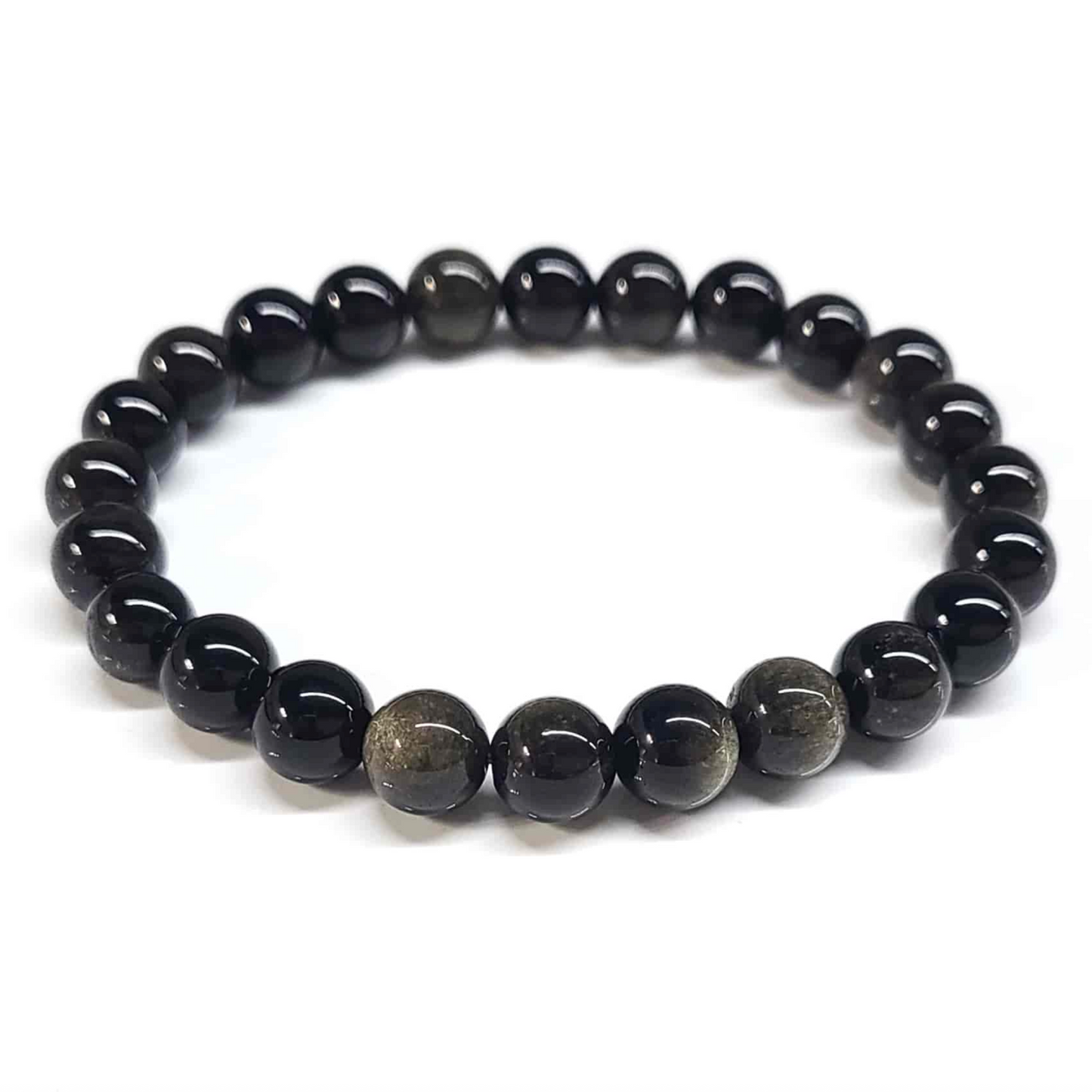 Gold Sheen Obsidian Round Bead Bracelet - Protection & Inner Strength