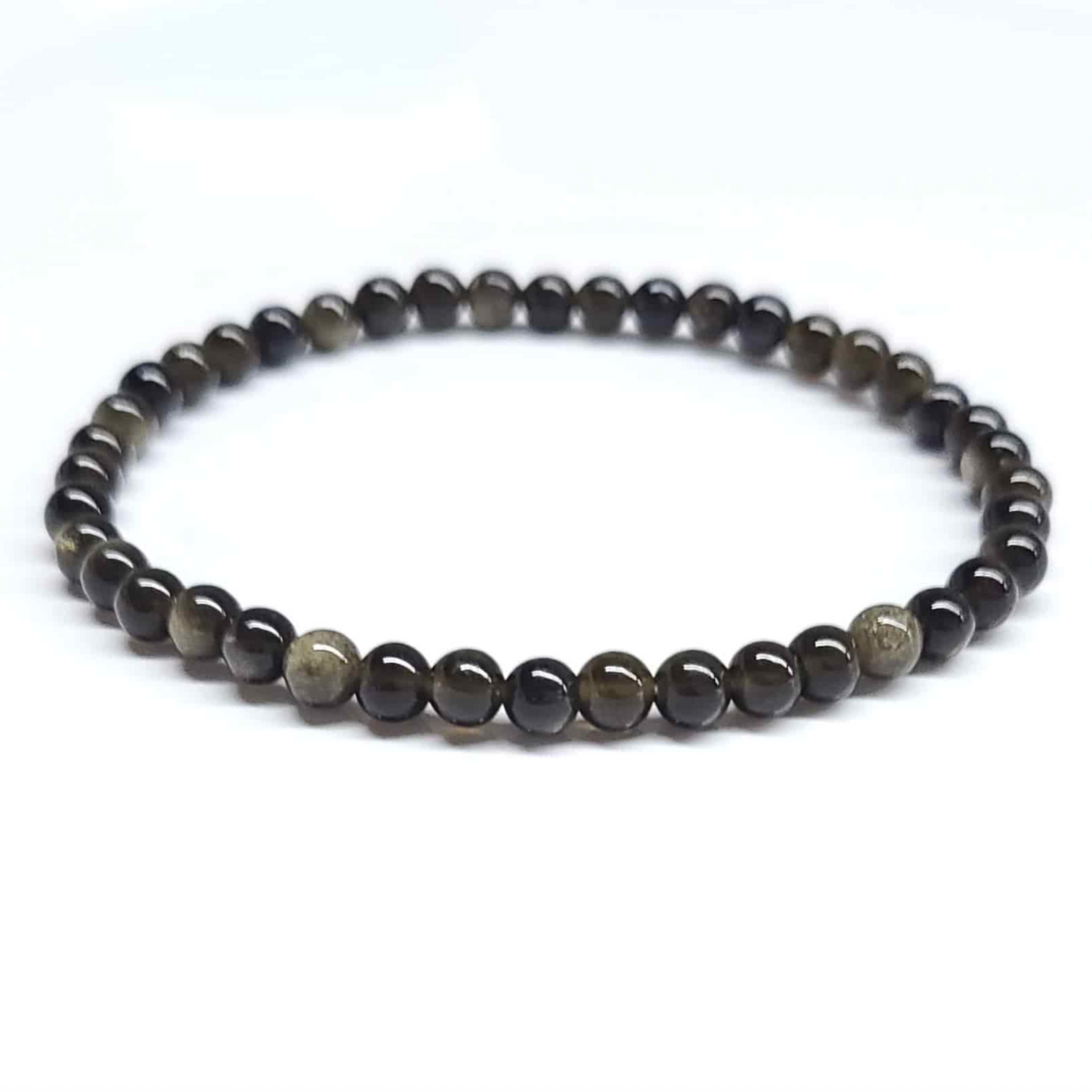 Gold Sheen Obsidian Round Bead Bracelet - Protection & Inner Strength
