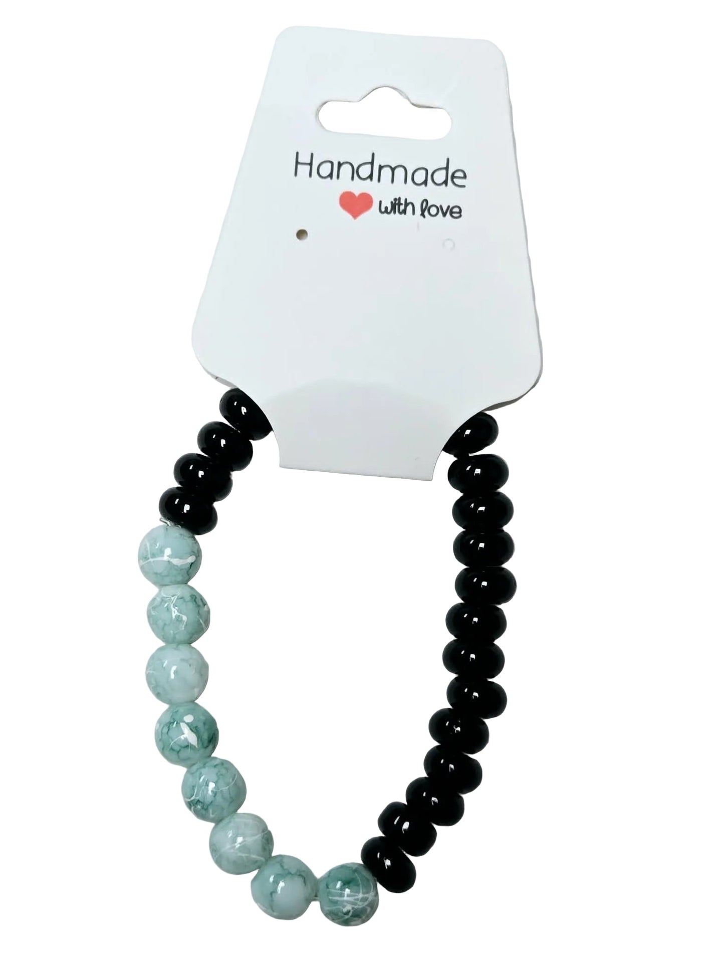 Dyed Agate and Black Agate Bracelet