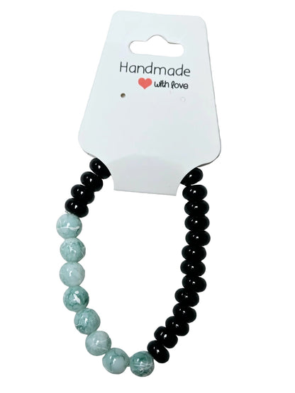 Dyed Agate and Black Agate Bracelet