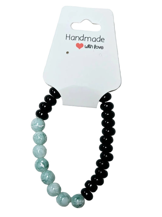 Dyed Agate and Black Agate Bracelet