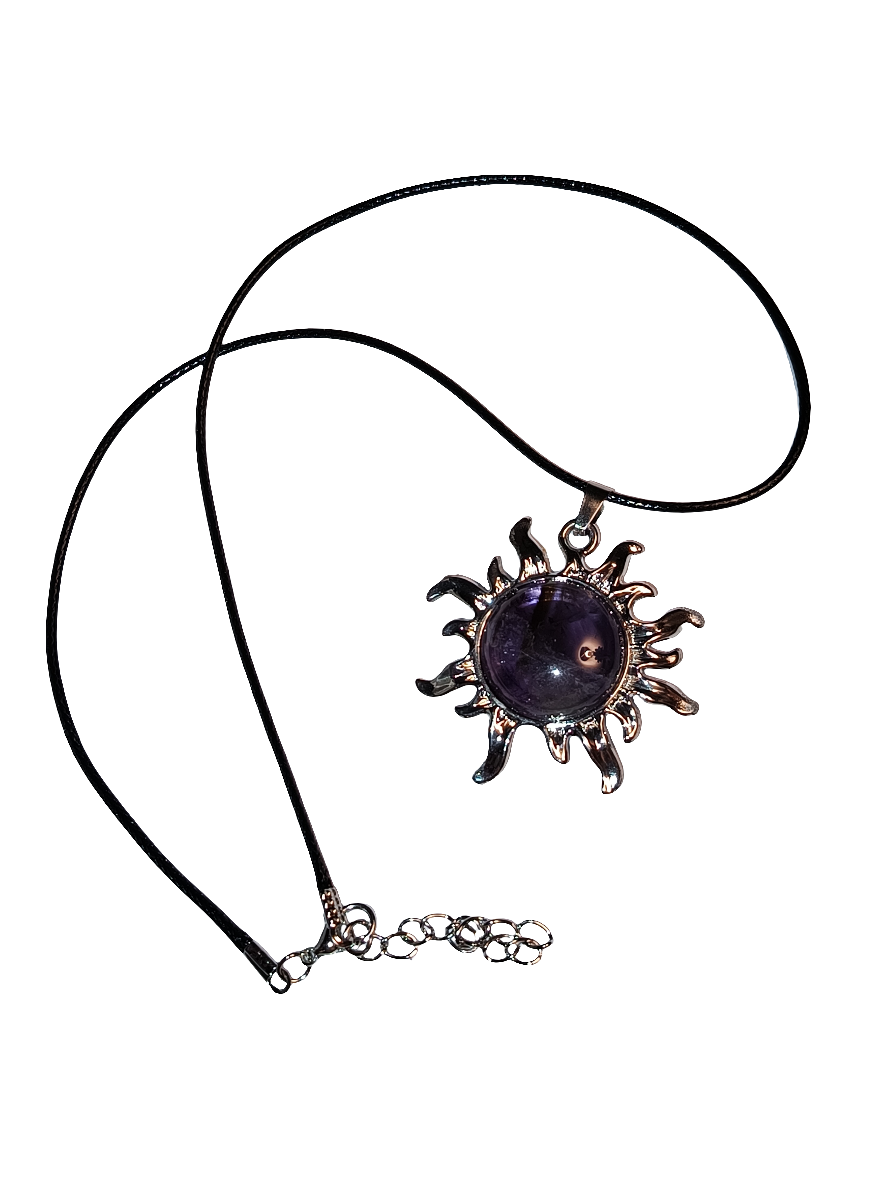 Amethyst Sun Pendant Necklace