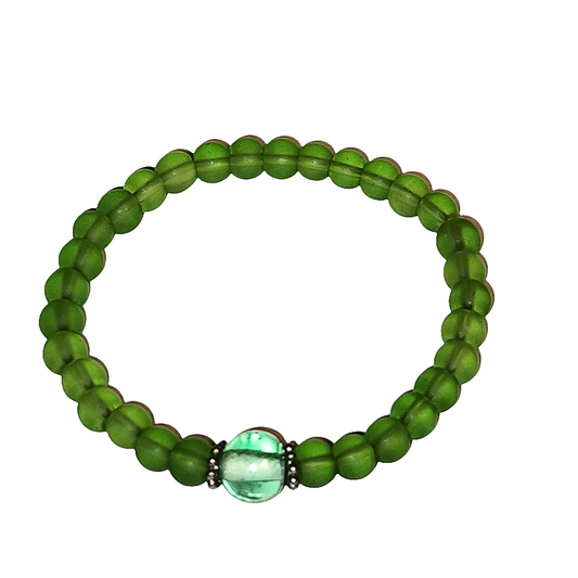 Peridot Sea Glass Bracelet