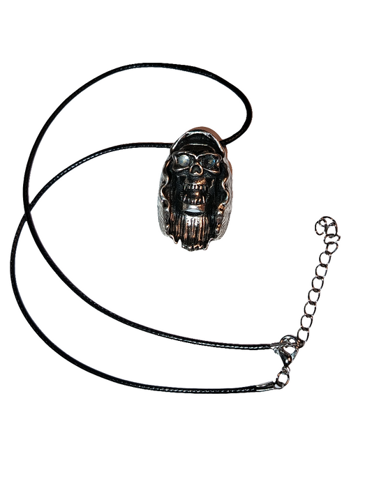 Skull with Moonstone Eyes Pendant Necklace