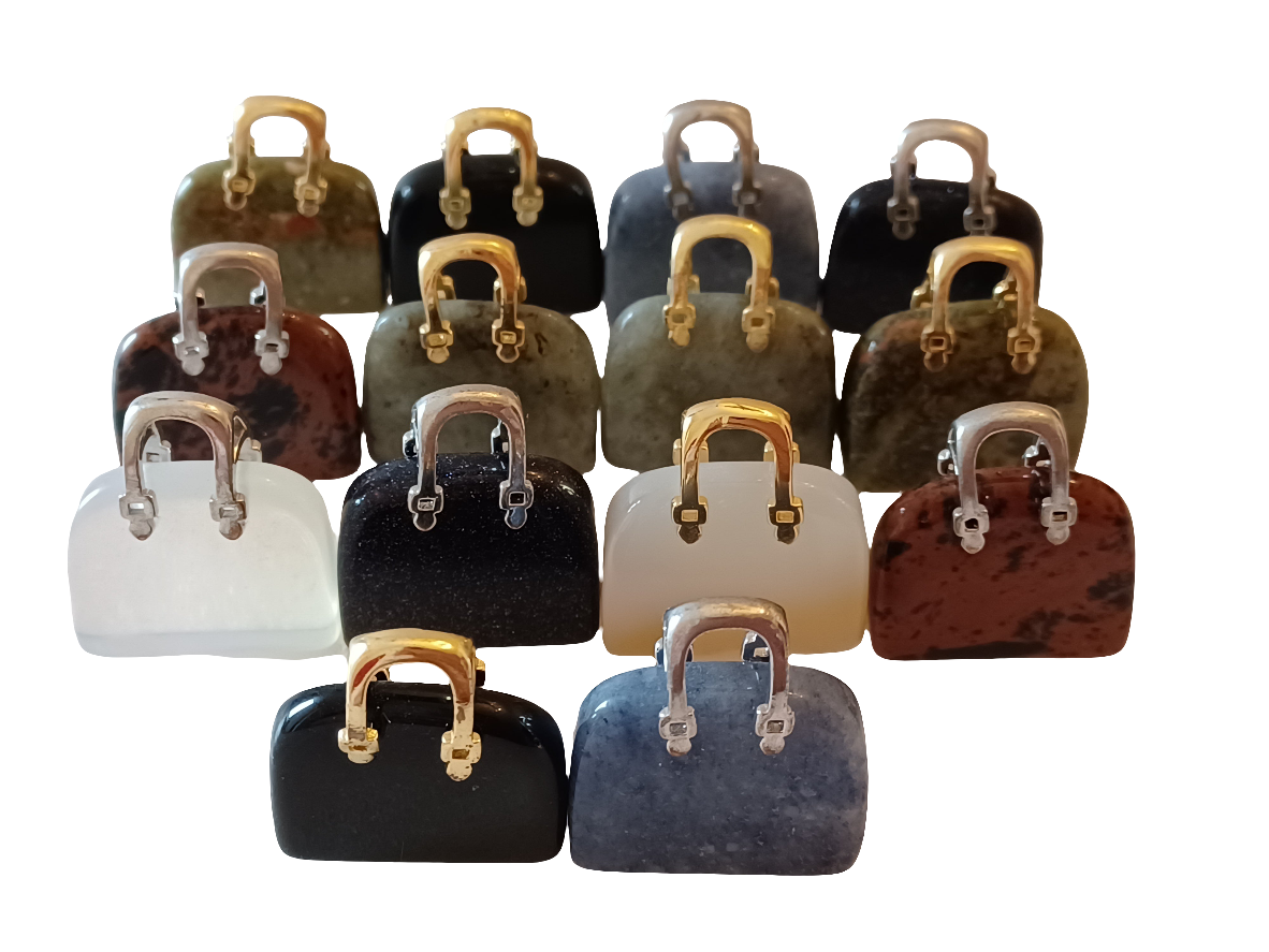 Natural Stone Mini Purse Pendants