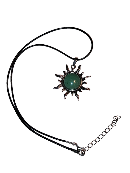 Green Aventurine Sun Pendant Necklace