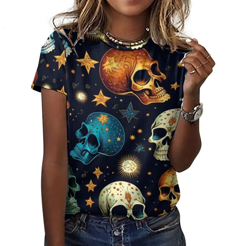 Women's Skulls Cotton T-Shirt