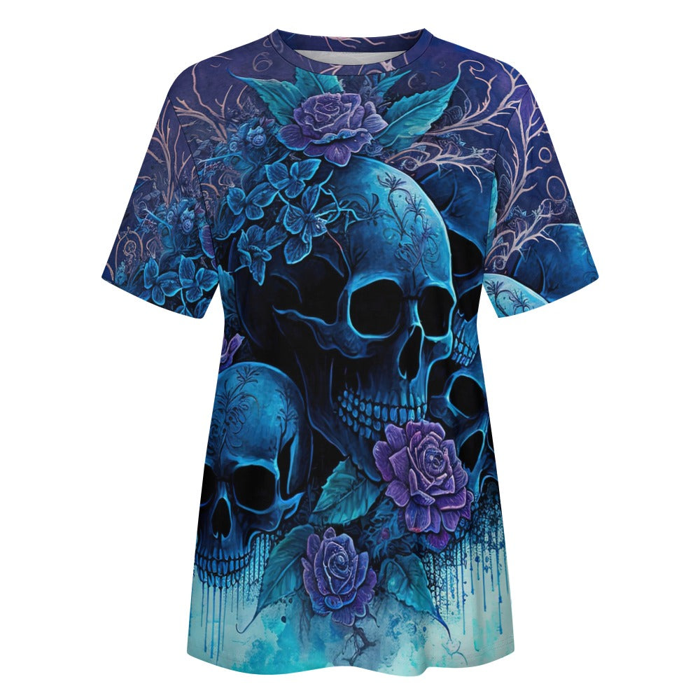 Women's Skulls & Roses Cotton T-Shirt