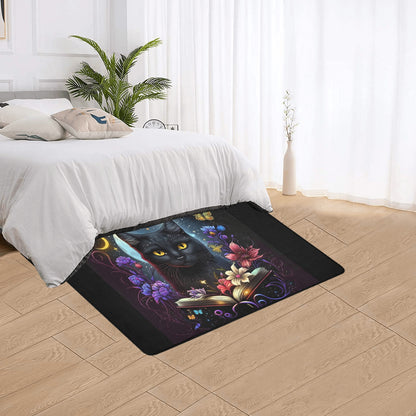 Witch Cat Area Rug with Black Binding