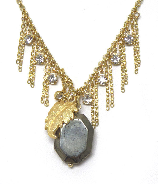 Genuine Semi Precious Stone Tassel Drop Necklace - Sodalite