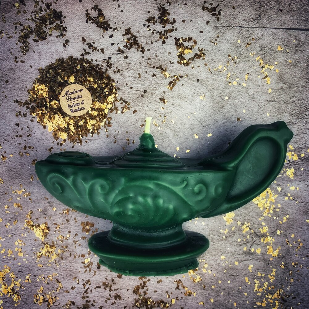 Beeswax Aladdin's Lamp Spell Candle - Wish Manifestation & Three Wishes Magic