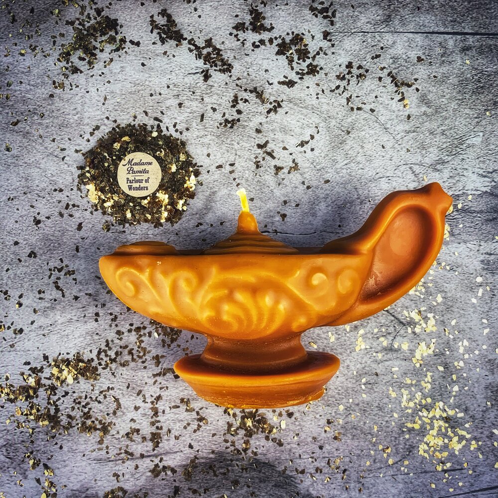 Beeswax Aladdin's Lamp Spell Candle - Wish Manifestation & Three Wishes Magic
