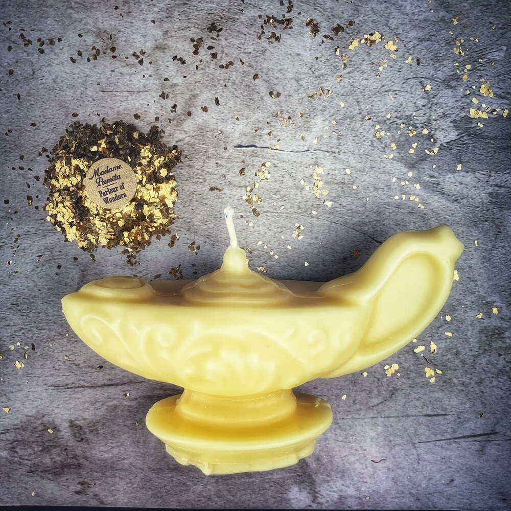 Beeswax Aladdin's Lamp Spell Candle - Wish Manifestation & Three Wishes Magic