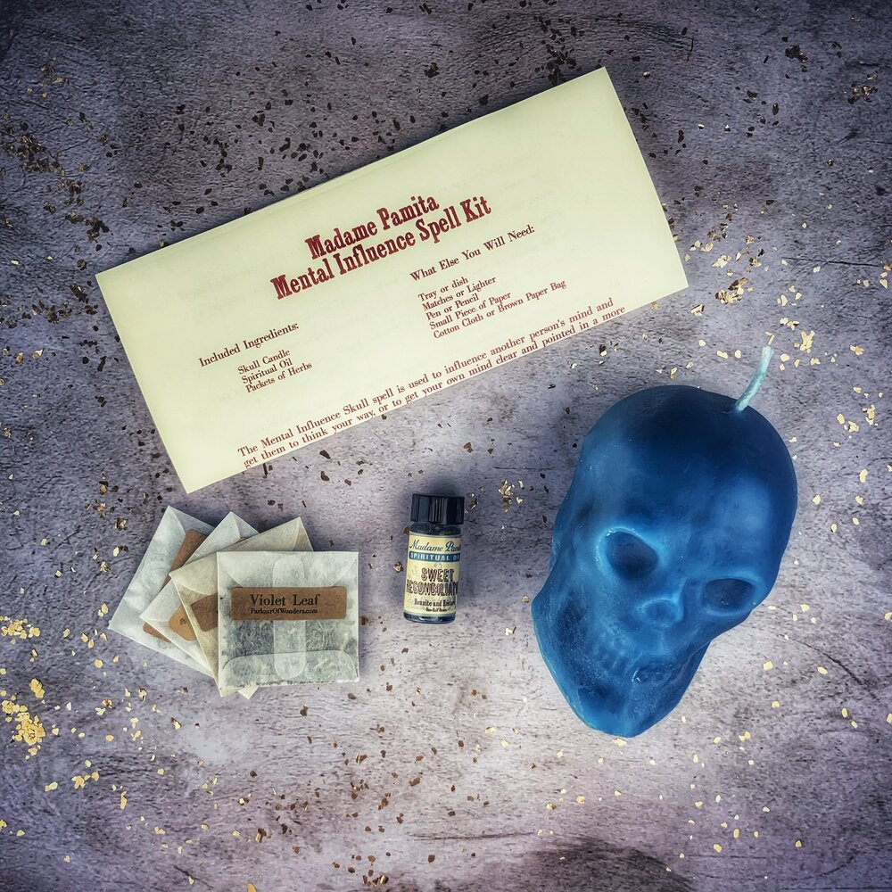 Mental Influence Skull Candle Spell Kit - Mind Control & Mental Clarity