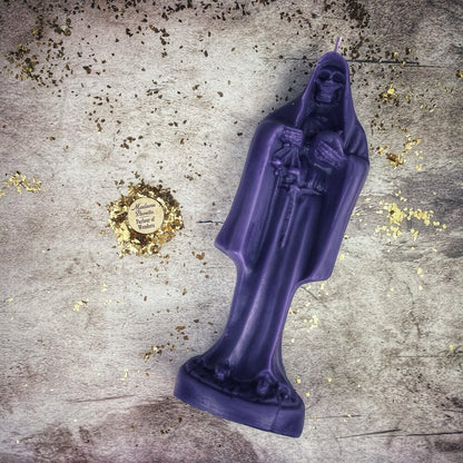 Beeswax Santa Muerte Spell Candle - Sacred Folk Saint Devotion & Protection Magic