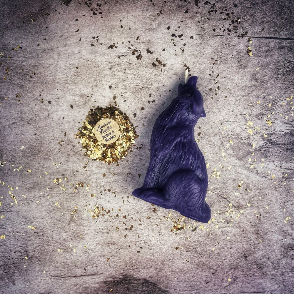 Beeswax Howling Wolf Spell Candle - Courage & Authentic Voice Magic