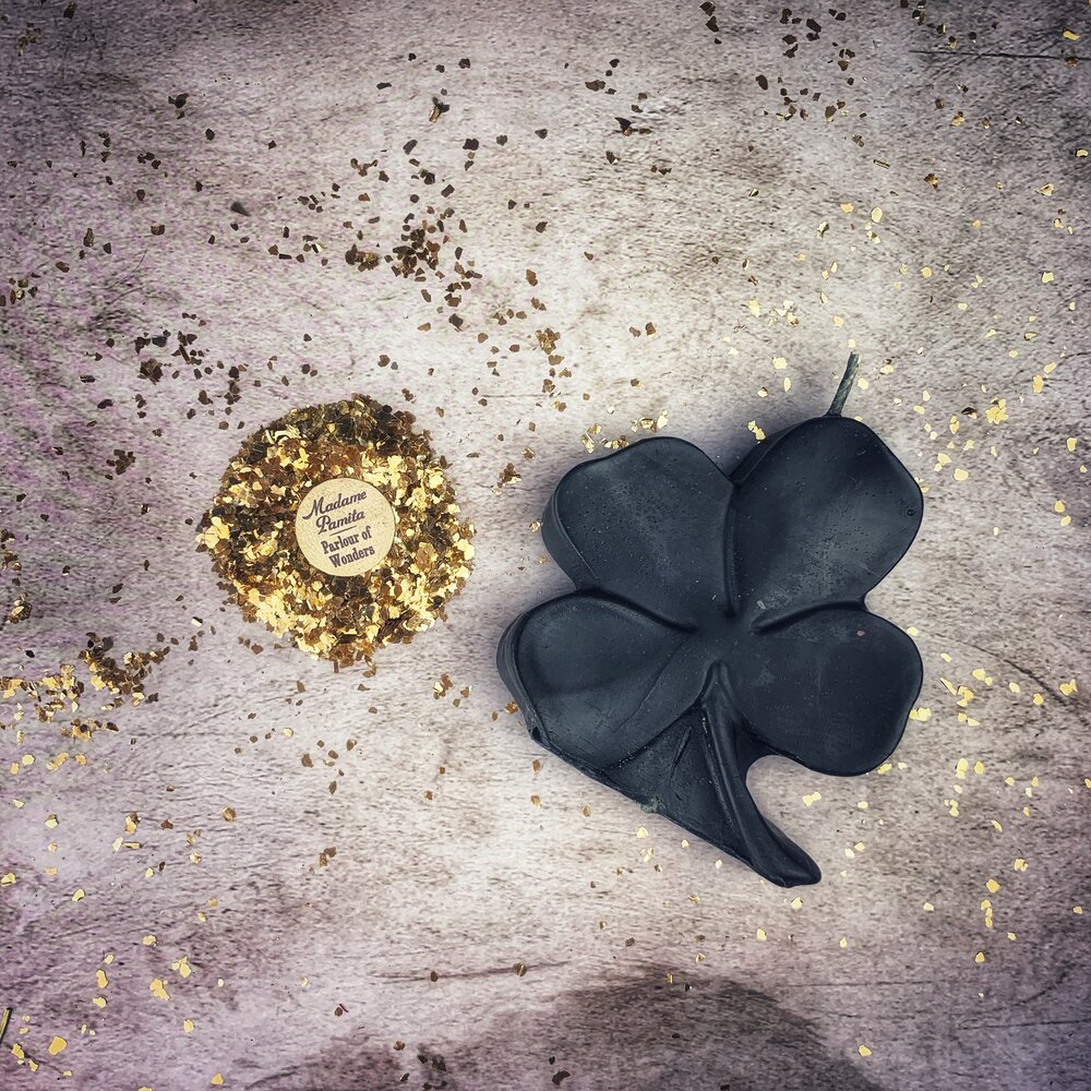 Beeswax Lucky Four Leaf Clover Spell Candle - Good Fortune & Lucky Breaks Magic