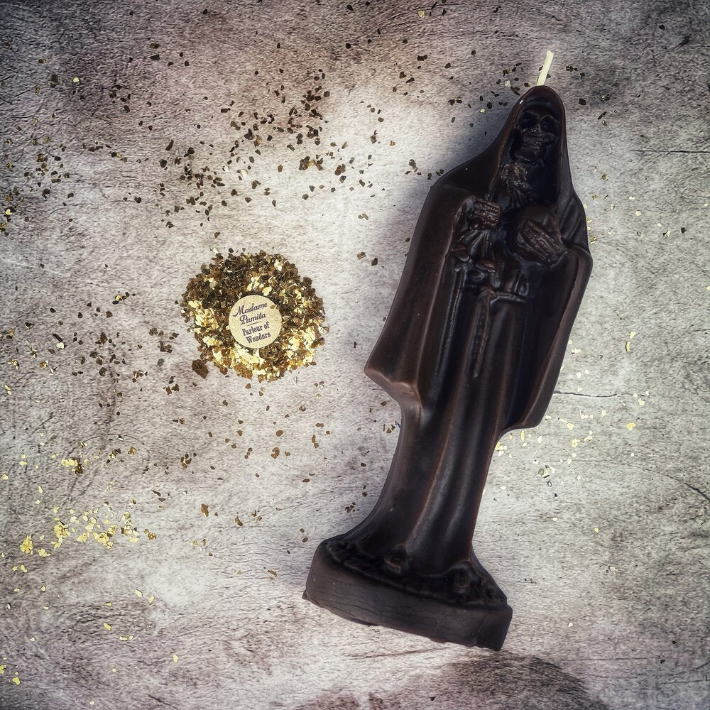 Beeswax Santa Muerte Spell Candle - Sacred Folk Saint Devotion & Protection Magic