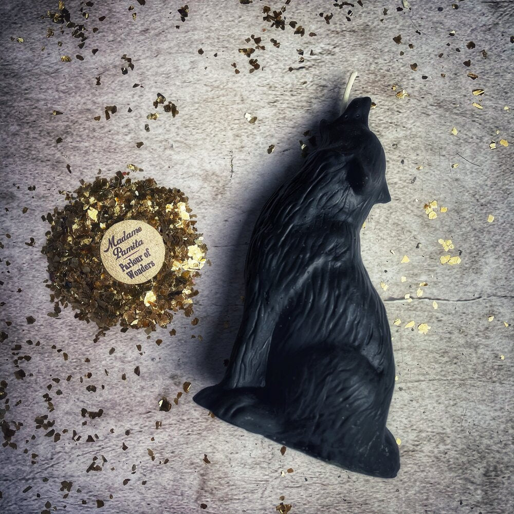 Beeswax Howling Wolf Spell Candle - Courage & Authentic Voice Magic