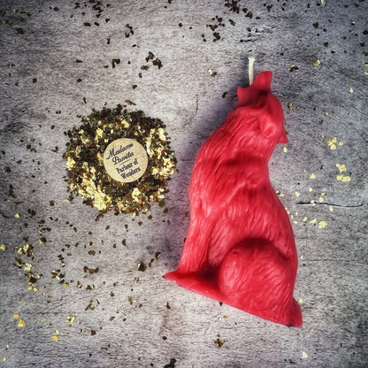 Beeswax Howling Wolf Spell Candle - Courage & Authentic Voice Magic