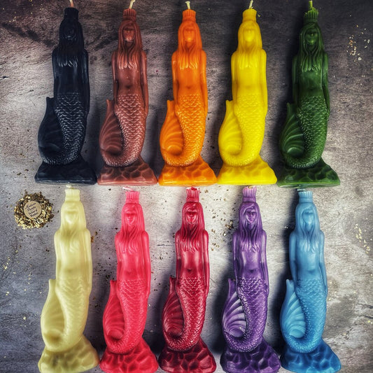 Beeswax Mermaid Magic Spell Candle - Love, Beauty & Water Goddess Magic