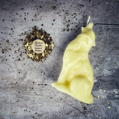 Beeswax Howling Wolf Spell Candle - Courage & Authentic Voice Magic