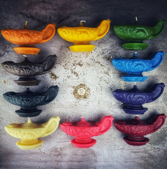 Beeswax Aladdin's Lamp Spell Candle - Wish Manifestation & Three Wishes Magic