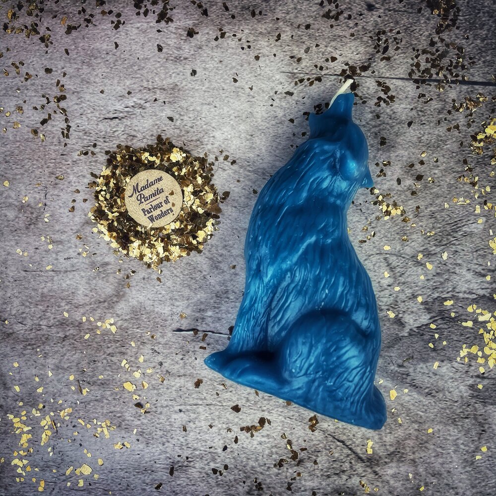 Beeswax Howling Wolf Spell Candle - Courage & Authentic Voice Magic