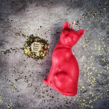 Beeswax Lucky Cat Spell Candle - Fast Action & Manifestation Magic