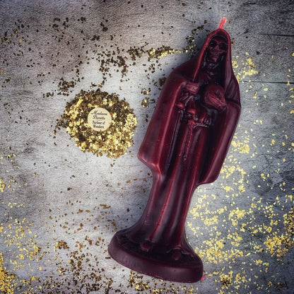 Beeswax Santa Muerte Spell Candle - Sacred Folk Saint Devotion & Protection Magic