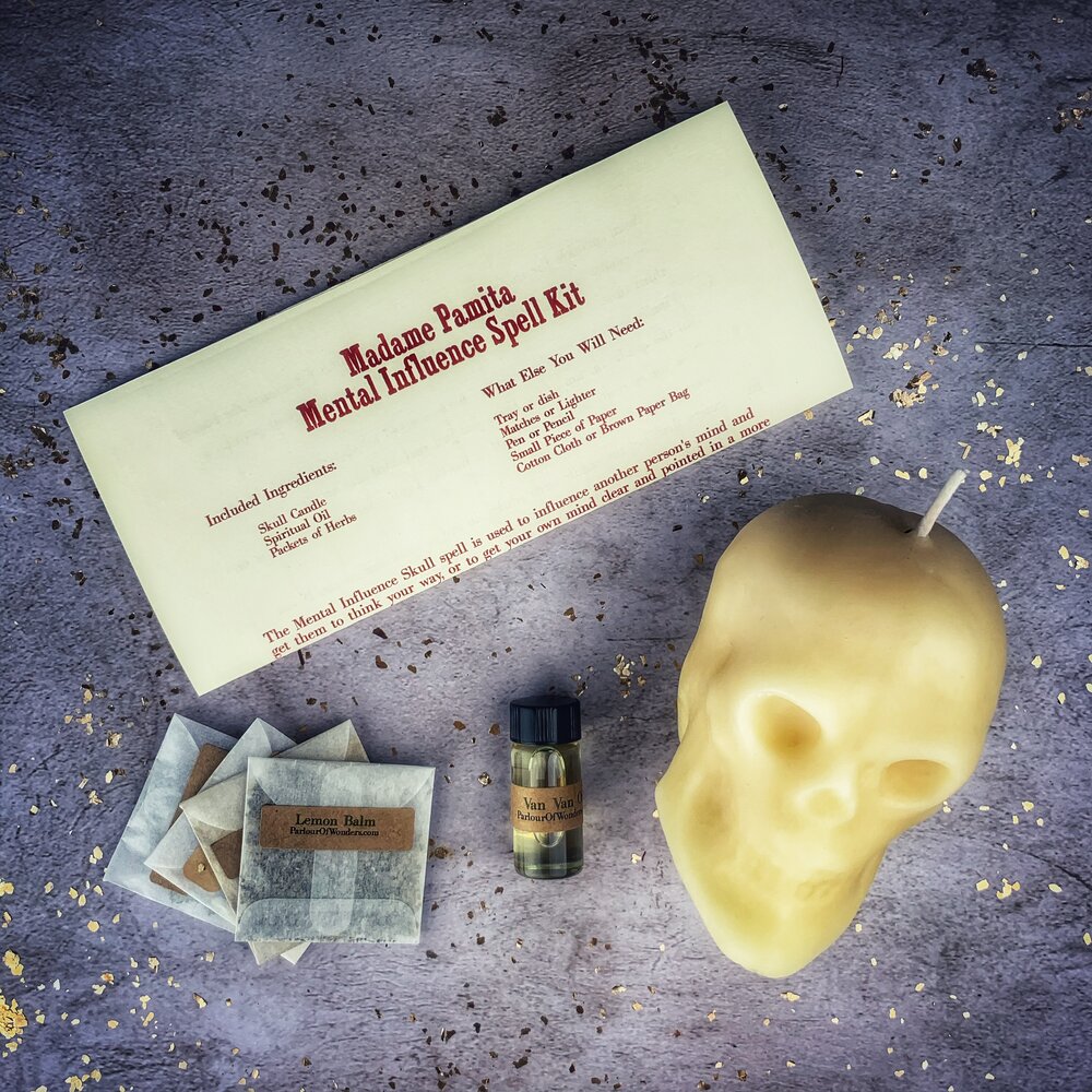 Mental Influence Skull Candle Spell Kit - Mind Control & Mental Clarity