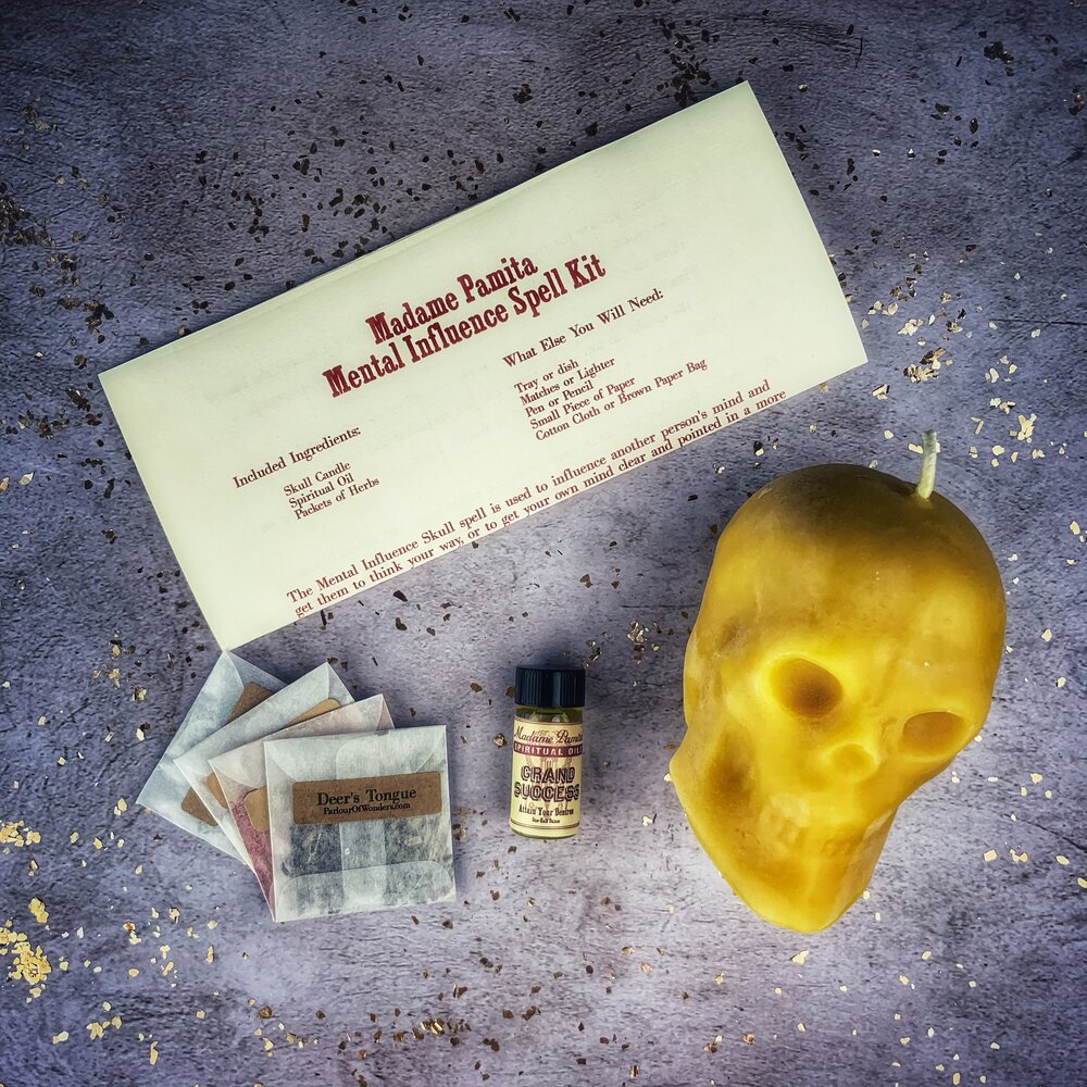 Mental Influence Skull Candle Spell Kit - Mind Control & Mental Clarity