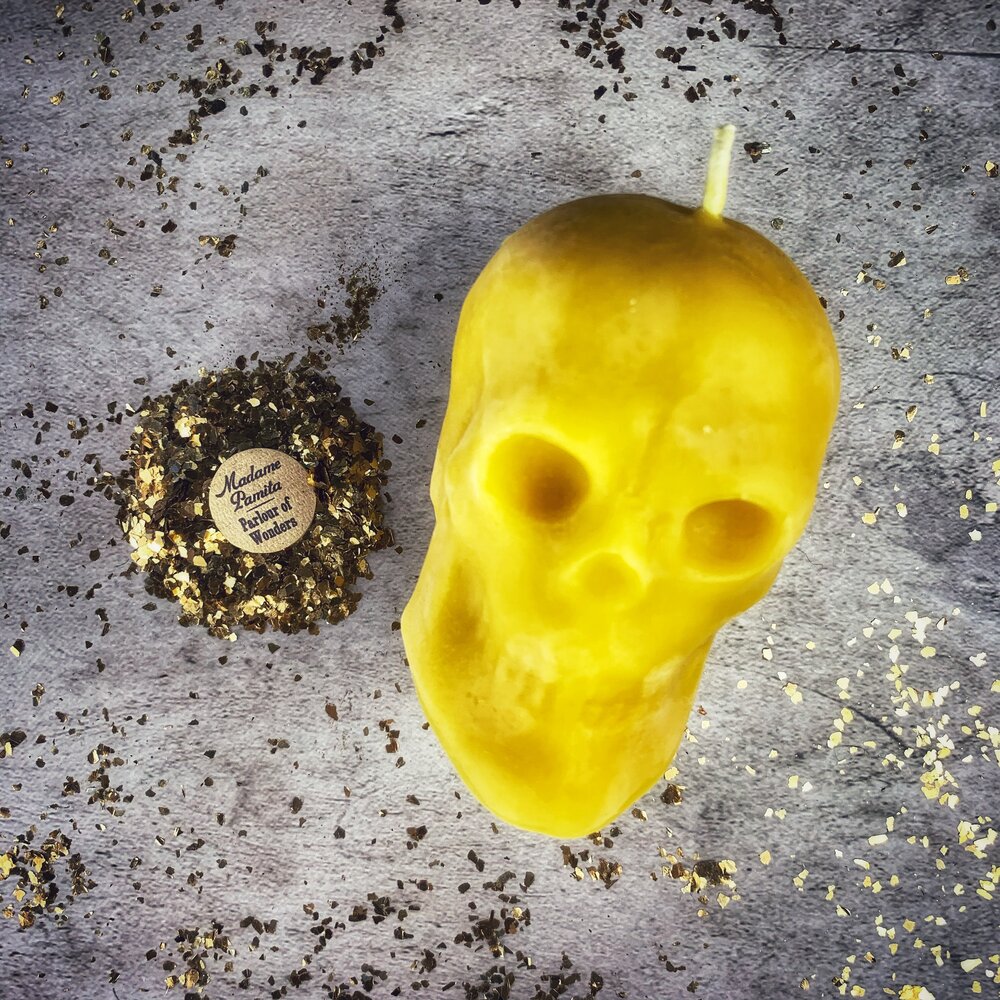 Beeswax Large Skull Spell Candle - Mind Influence & Ancestral Wisdom Magic