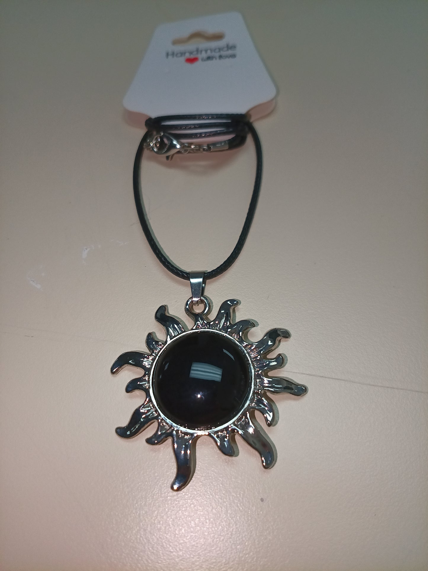 Onyx Sun Pendant Necklace