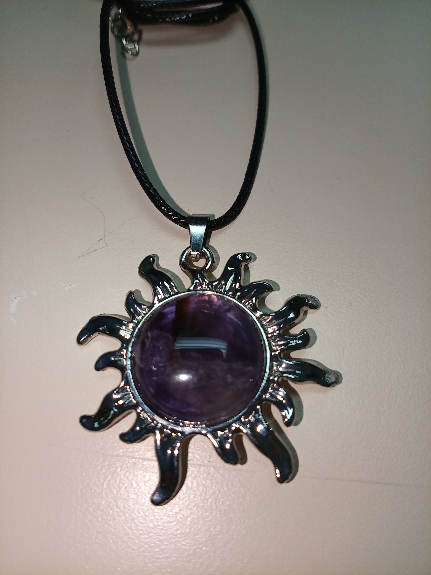 Amethyst Sun Pendant Necklace