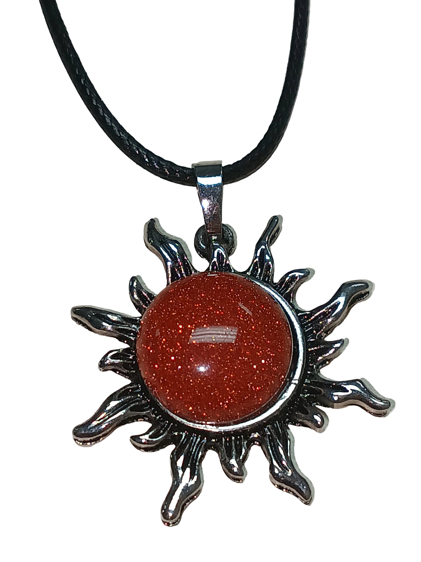 Goldstone Sun Pendant Necklace