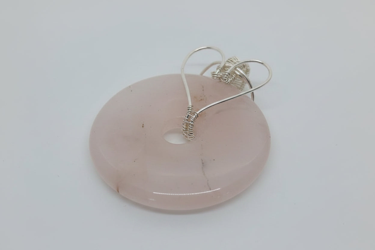 Rose Quartz Donut with Heart Shape