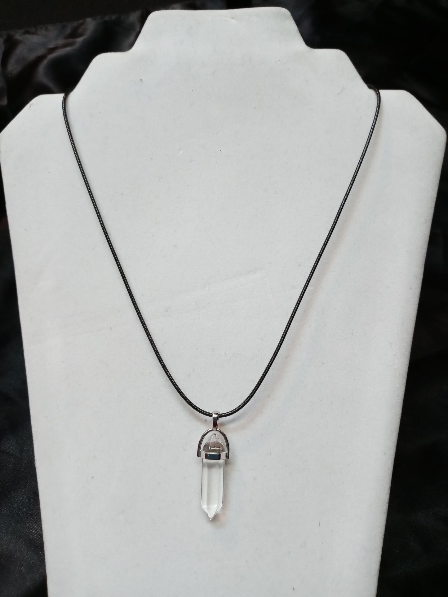 Bullet Shape Healing Stones with Black Paracord Necklace - Quartz Crystal