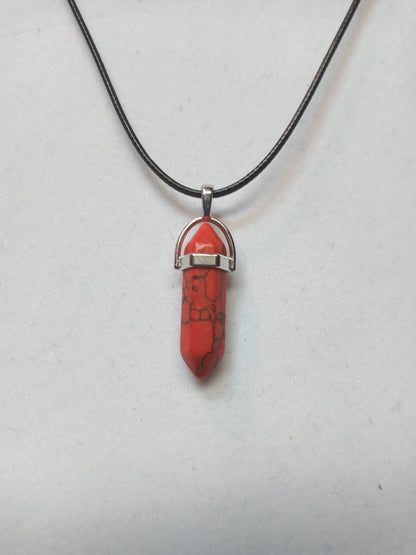 Bullet Shape Healing Stones with Black Paracord Necklace - Red Jasper